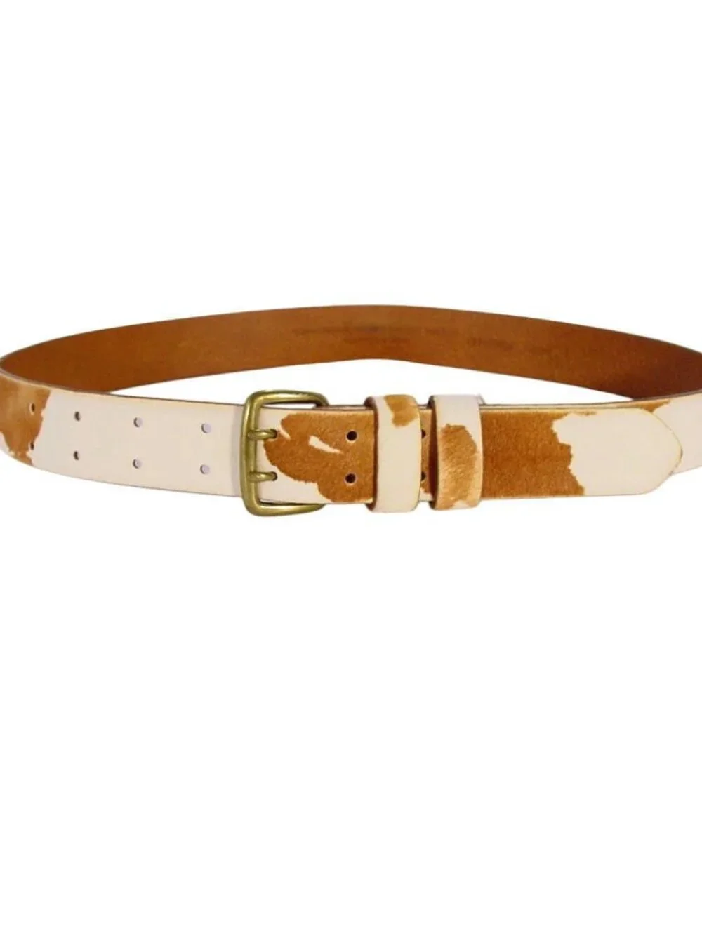 MADEWELL Genuine Calf Hair Cow Print Dual Prong Belt Women's S - Picture 2 of 7